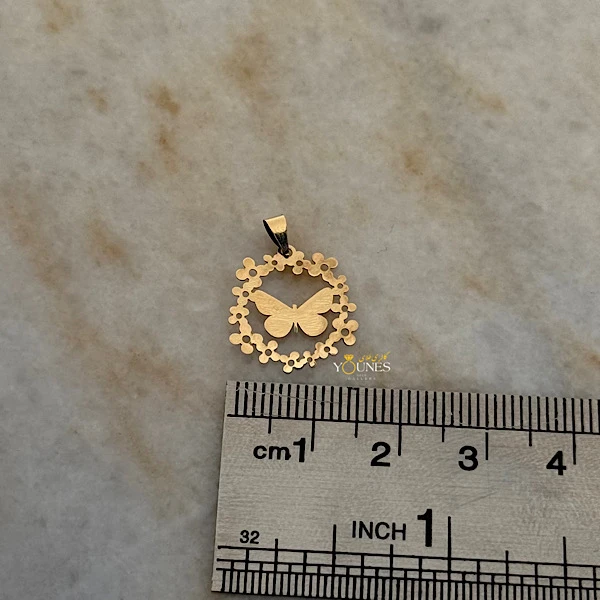 تصویر دوم آویز پروانه ای گلی طلا لیزری